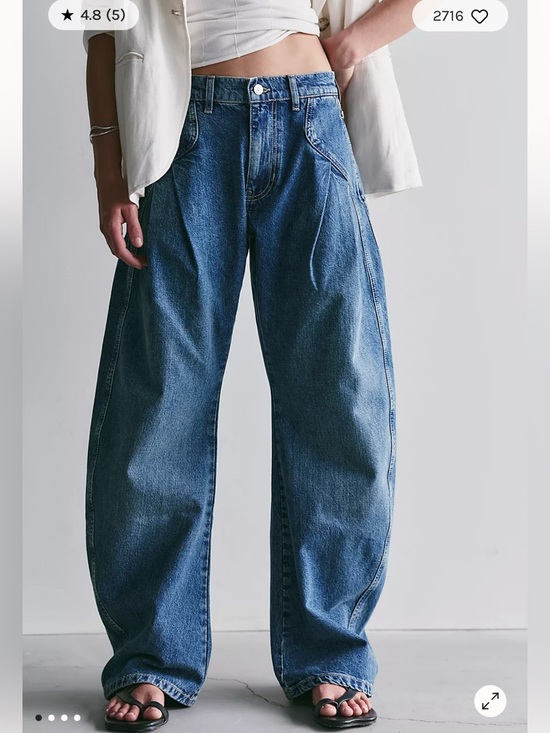 Free People Denim - Free People We The Free Golden Hour Trouser Jeans 26 NWT Deacon Blue Pleated